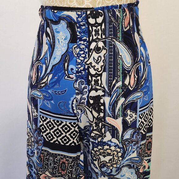 Chicos Women 1/8-M Paisley Floral Artisan Pull On Wide Leg Palazzo Pants Boho - Picture 3 of 11